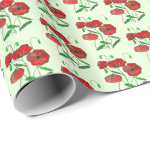 Rood papaver inpakpapier - Aangepaste kleur