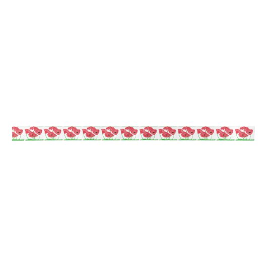 Rood papaver Satin Ribbon Lint (Voorkant)