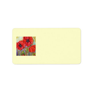 rood papavers ii adreslabel van parijs etiket
