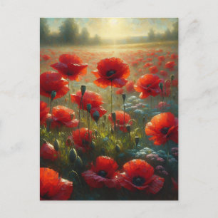  rood papaverveld   Gezegde Hi Briefkaart
