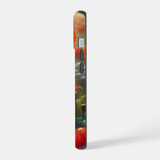 rood papaverveld op een zomerse dag monogram iPhone 15 hoesje (Linkerkant)