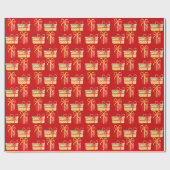 Rood papier voor rode, gele kerstcadeaus (Vlak)