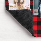 Rood Patroon Drie van de Plaid het Monogram van de Muismat (Hoek)