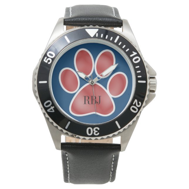 Rood Pawprint horloge (Voorkant)