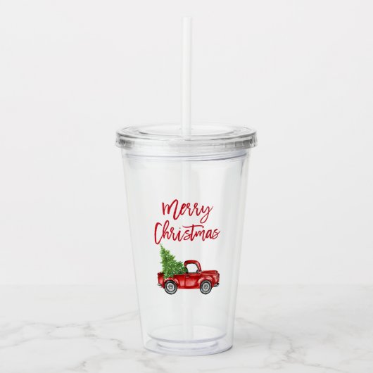 Rood penseel kerstmis met gebak acryl drinkbeker (Voorkant)