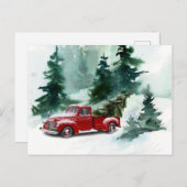 Rood penseelscript  kerstboom feestdagenkaart (Voorkant / Achterkant)