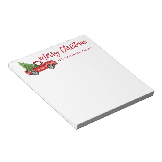 Rood penseelscript  kerstboom notitieblok (Schuin)