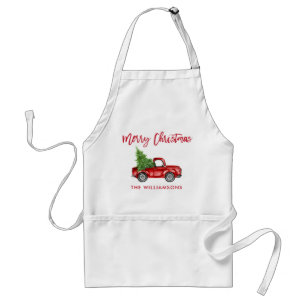 Rood penseelscript kerstboom standaard schort