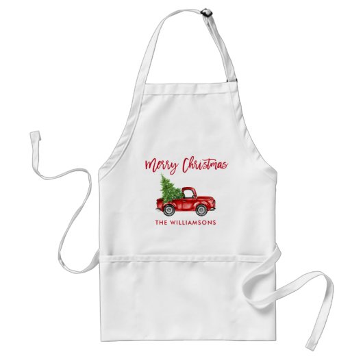 Rood penseelscript  kerstboom standaard schort (Voorkant)