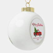 Rood penseelscript Waterverf  vrachtwagen Keramische Bal Ornament (Links)