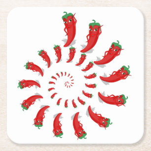 Rood pepper Diva Spiral Square Paper Onderzetter