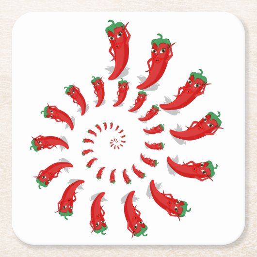 Rood pepper Diva Spiral Square Paper Onderzetter (Voorkant)