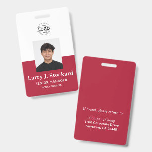 Rood Personeelsfoto ID Bedrijfsbeveiligingsbadge Badge