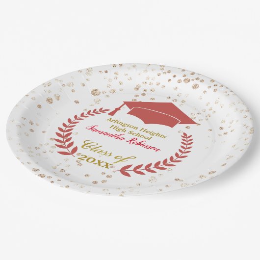 Rood Pet en Laurel Graduation Party Paper Bord (Gekanteld)