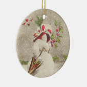 Rood Pet Snowwoman Ornament (Rechts)