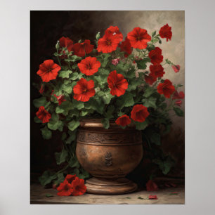 Rood Petunia Bloemen Art Print Poster