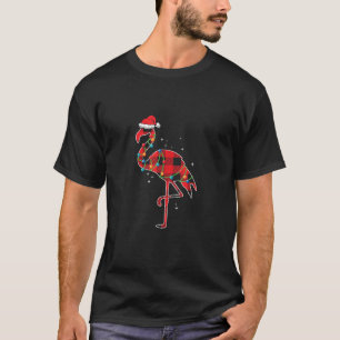 Rood Plaid Flamingo Kerstverlichting Grappig Santa T-shirt