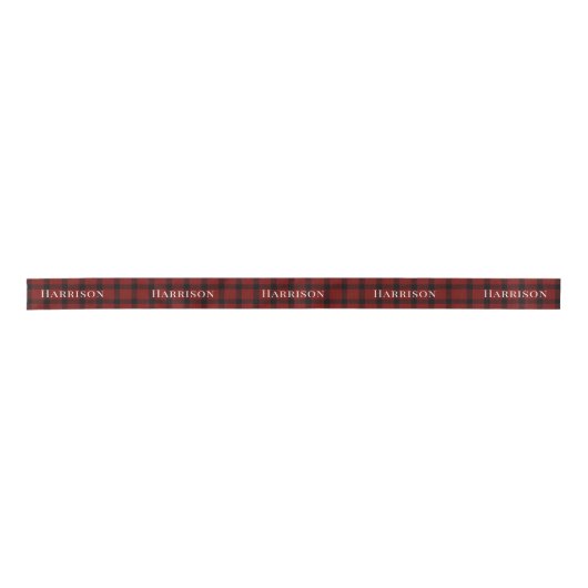 Rood Plaid Gepersonaliseerd Kerstcadeau Lint (Voorkant)
