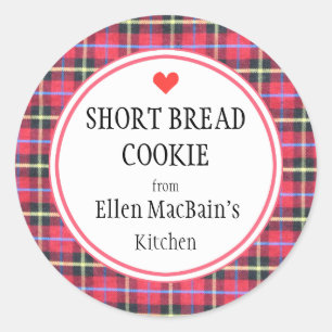 Rood Plaid Handmade Baked Goods Custom Product Ronde Sticker