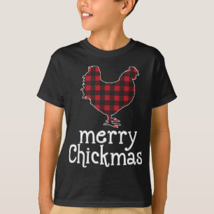Rood Plaid Merry Chickmas Grappige Kerstmis Kip L T-shirt