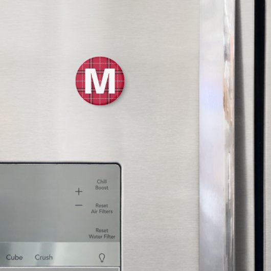 Rood Plaid Monogram Initiaal Letter Kinderen Art M Magneet (Insitu (Koelkast))