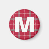 Rood Plaid Monogram Initiaal Letter Kinderen Art M Magneet (Voorkant)