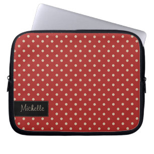 Rood pokdop laptophoes met Jouw naam Laptop Sleeve
