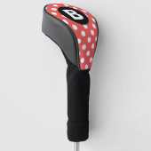 Rood Polka Dot Patroon Zwart Monogram Golfheadcover (Schuin)