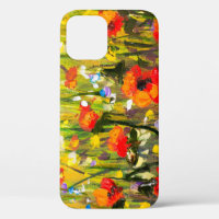 Rood Poppies veld Abstract schilderij