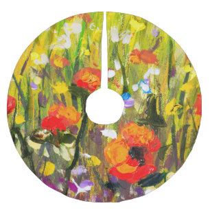 Rood Poppies veld Abstract schilderij Kerstboom Rok