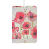 Rood Poppy Aquarel Bloem Auto Luchtverfrisser (Achterkant)