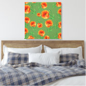 Rood Poppy Bloemen Stretched Canvas Print (Insitu (Slaapkamer))