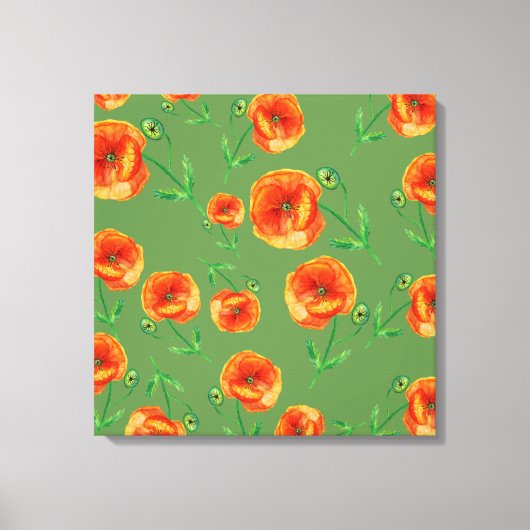 Rood Poppy Bloemen Stretched Canvas Print (Voorkant)
