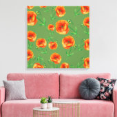 Rood Poppy Bloemen Stretched Canvas Print (Insitu (Woonkamer))