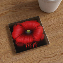 Rood Poppy Flower Art gepersonaliseerd glas Onderz