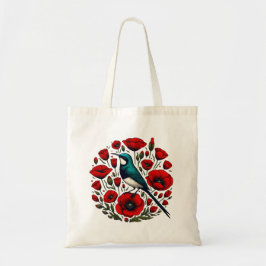 Rood Poppy Flower Poppies Sunbird Abstract kunstwe Tote Bag