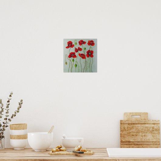 Rood Poppy Flowers Art Print Poster (Keuken)