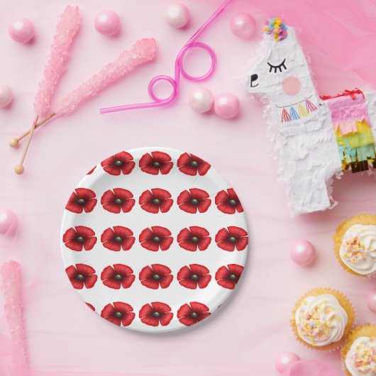 Rood Poppy Flowers BBQ Buffet Party Papier Bord (Feest)