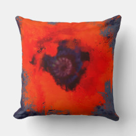Rood Poppy schilderij Blauw grijze achtergrond Kussen