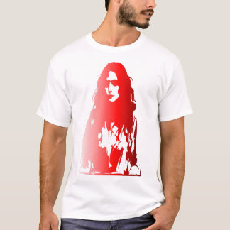 Rood portret van een vrouw met lang haar t-shirt