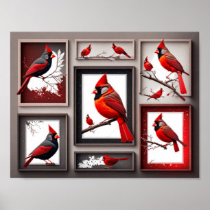 Rood Poster Noordse kardinaal