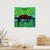Rood Poster van Lemur. (Keuken)