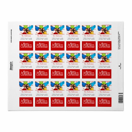 Rood, prettig kerstfeest etiket (Full Sheet)