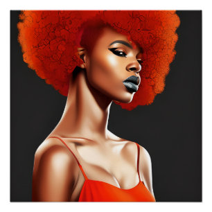 Rood Queen Auburn Schattige Haar Zwart Melanine Af Perfect Poster
