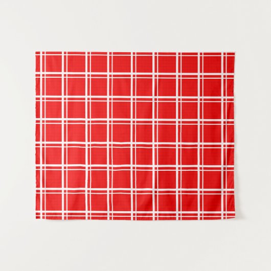 Rood raamvenster geruite rasterstrepen Patroonontw Wandkleed (Voorkant (horizontaal))