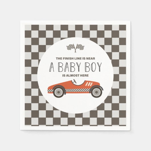  rood race auto Baby shower Servet (Voorkant)