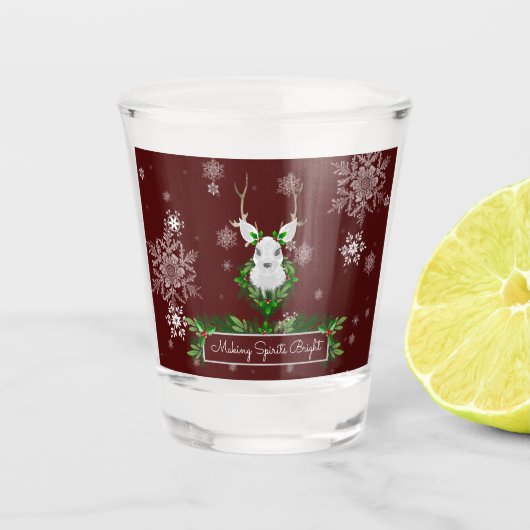 Rood rendier Kerstmis Shot glas (Voorkant)