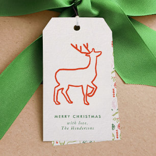Rood Rendier Scandinavische Kerstcadeau Tags Cadeaulabel
