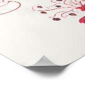 Rood Rendier Zilver Sneeuwvlokken Groene Kerst Poster (Hoek)