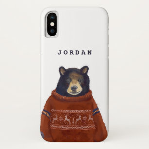 Rood rendierzweet Beer Jouw namen toevoegen iPhone X Hoesje